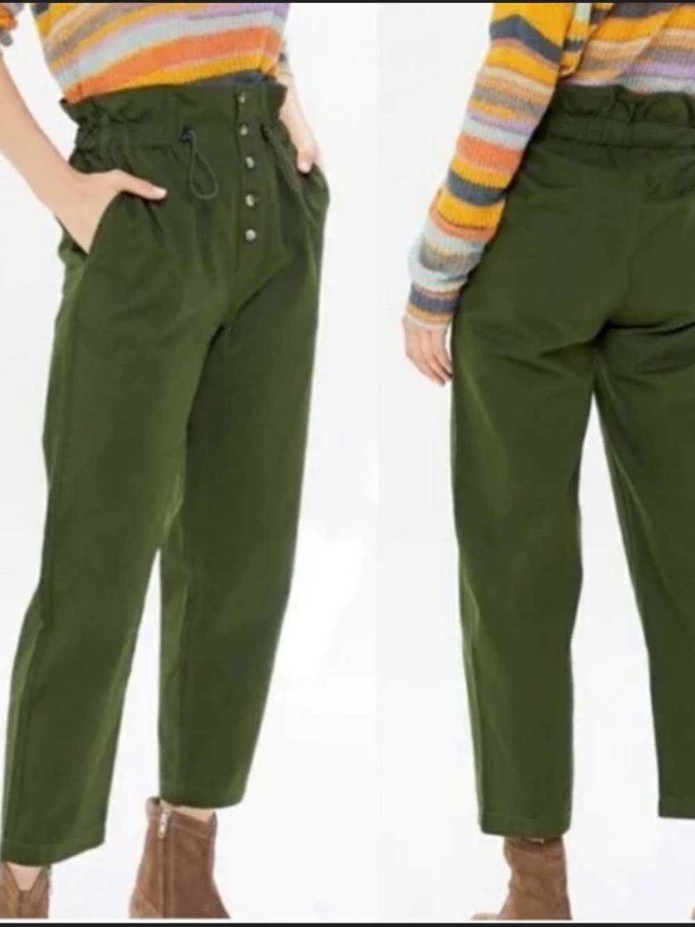 Urban Outfitters Olive Green Button-Fly Drawstring Chinos